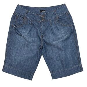 a.n.a. Vintage Wash Pleated Denim Bermuda Shorts Size 10